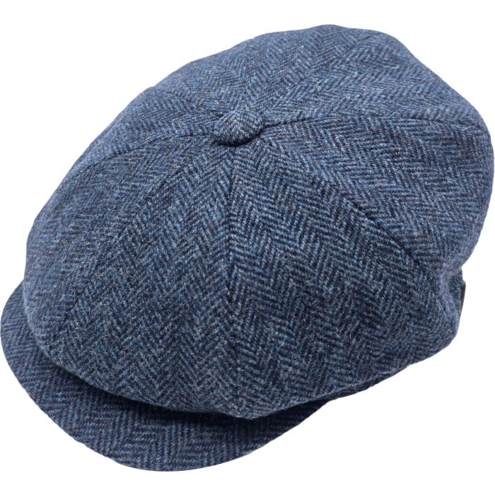 Classic Wool Grey Herringbone Newsboy Cap
