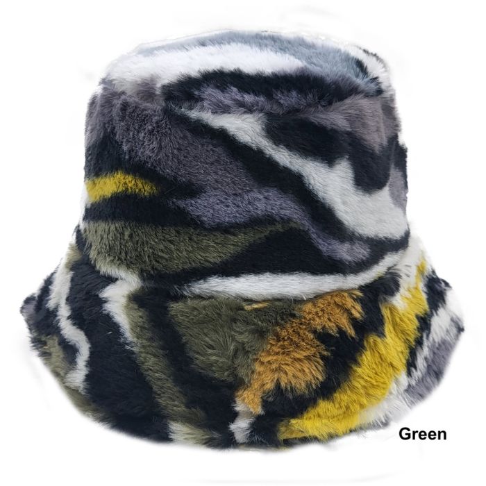 Multi Colours Faux Fur Bucket Hat