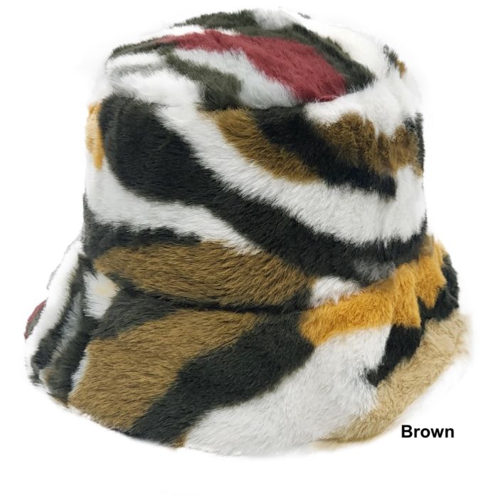 Multi Colours Faux Fur Bucket Hat