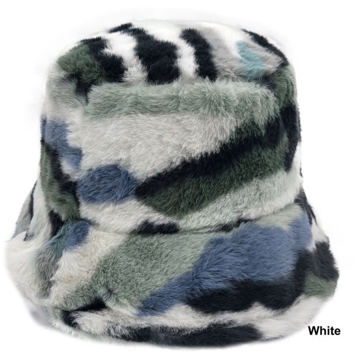 Multi Colours Faux Fur Bucket Hat