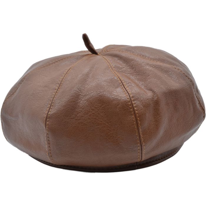 Classic Faux Leather Beret 