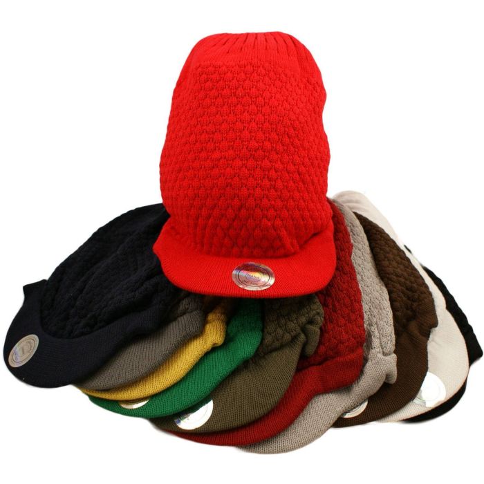 Extra Large Knitted Peaked Rasta Hat