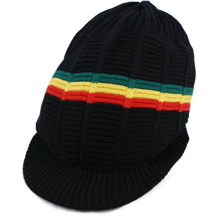 Pan African Large Knitted Peaked Rasta Hat