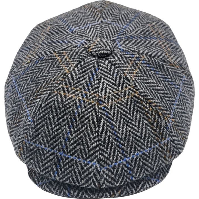 Checked Herringbone Newsboy Cap