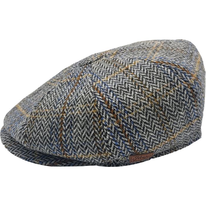 Checked Herringbone Newsboy Cap