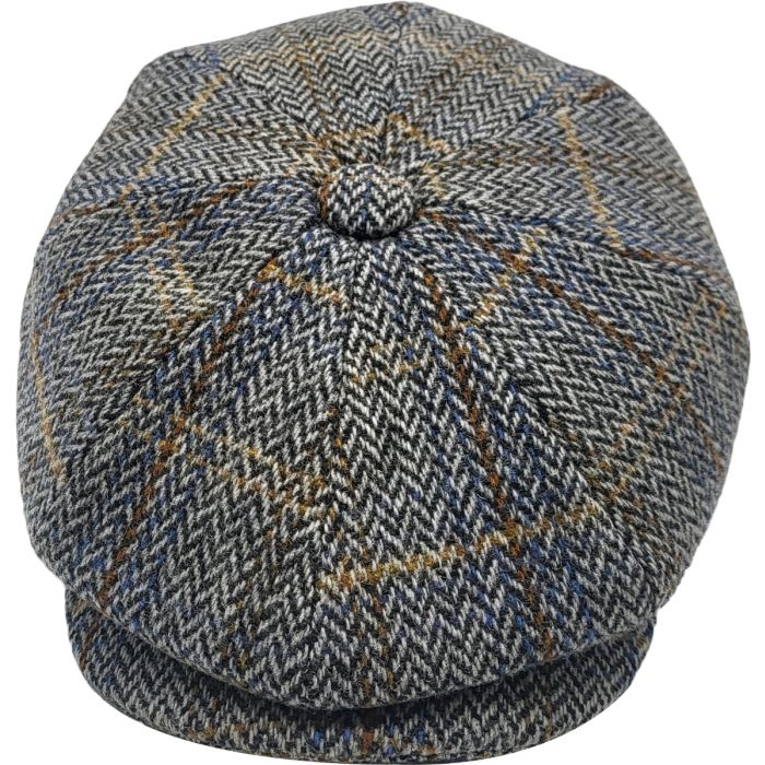 Checked Herringbone Newsboy Cap