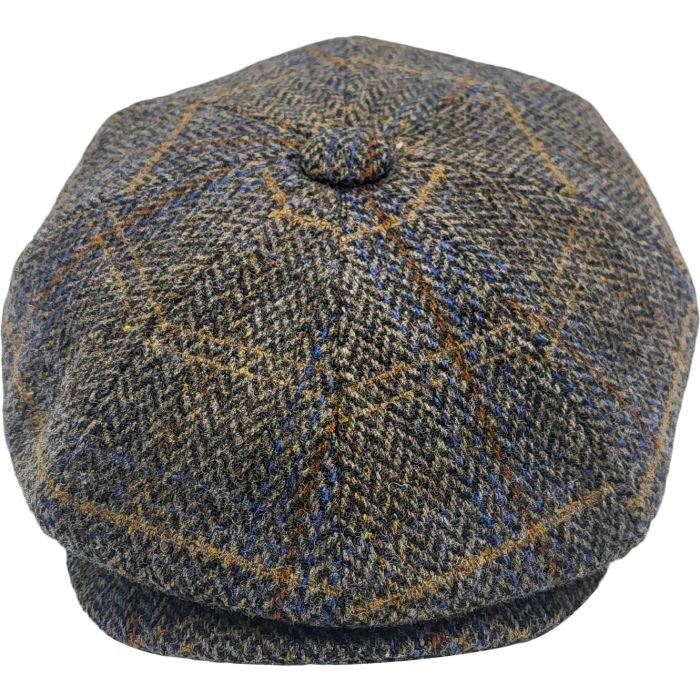 Checked Herringbone Newsboy Cap