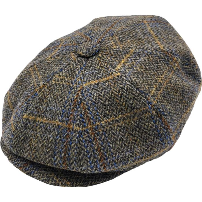 Checked Herringbone Newsboy Cap