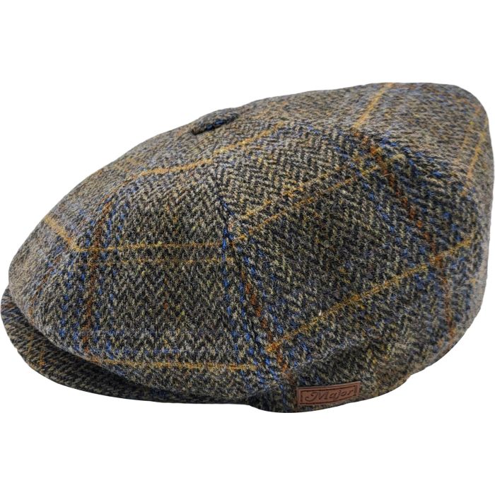Checked Herringbone Newsboy Cap