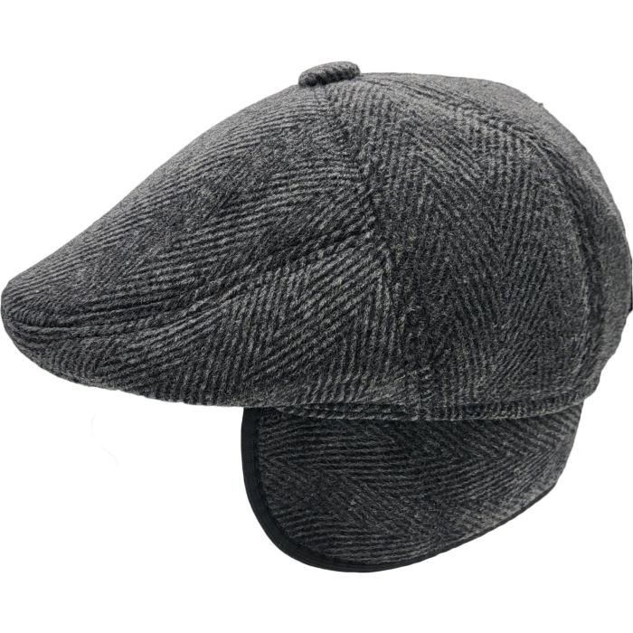 Winter Newsboy Flat Cap With Ear Flaps