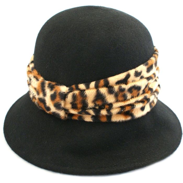 Womens Wool Felt Vintage Cloche Hat