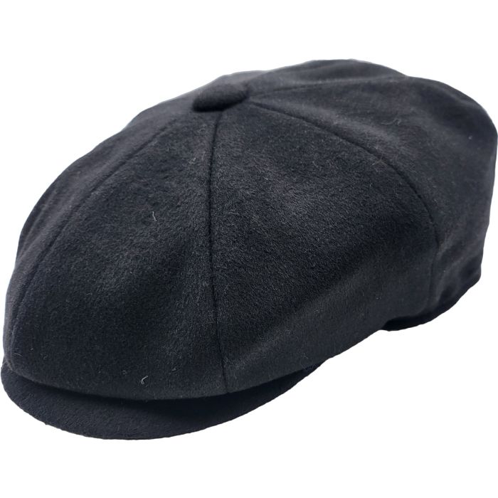 Black Cashmere-Blend Wool Newsboy Cap