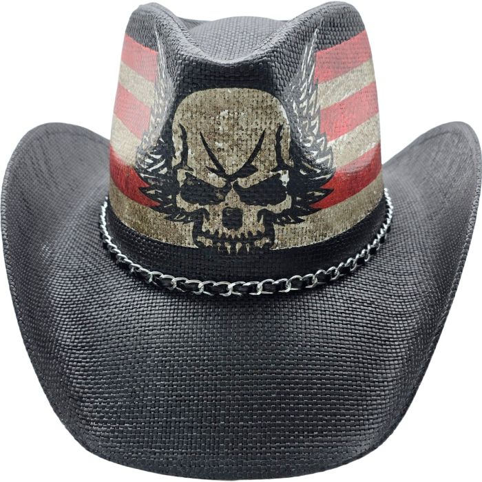 Summer Skull & US Flag Cowboy Hat