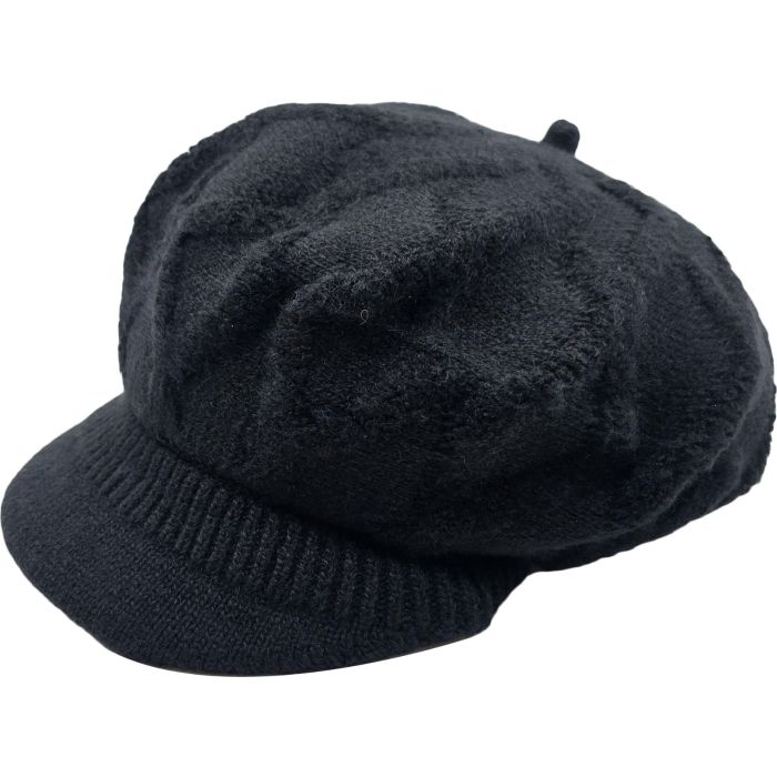 Rabbit Fur Blend Womens Newsboy Cap