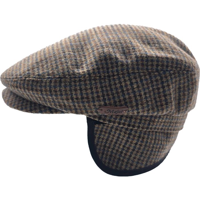 Check Pattern Flat Cap with Ear Flaps