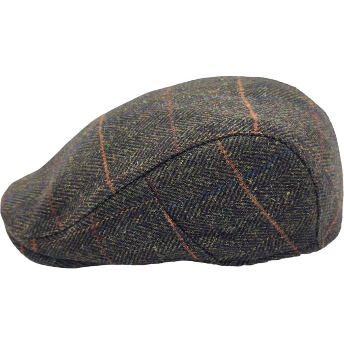 Kids Adjustable Checked Herringbone Flat Cap