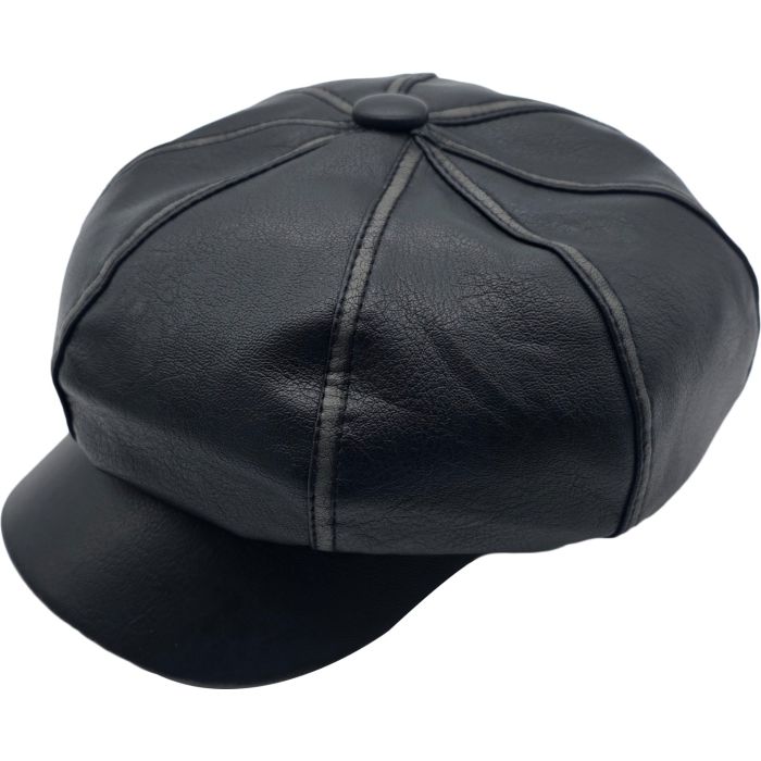 Women’s Faux Leather Newsboy Cap