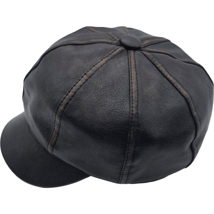 Women’s Faux Leather Newsboy Cap