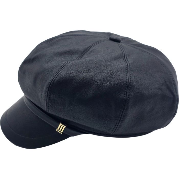 Women’s Faux Leather Newsboy Cap