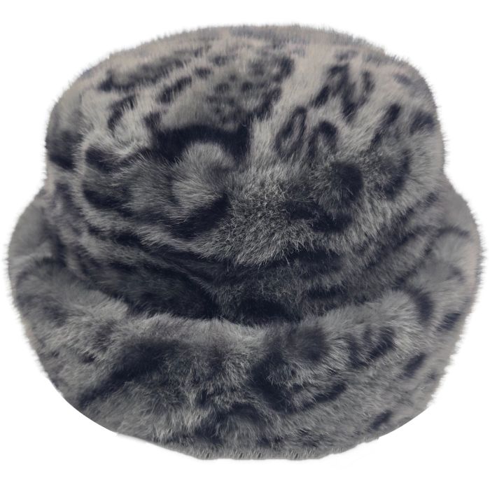 Soft Faux Fur Leopard Print Bucket Hat