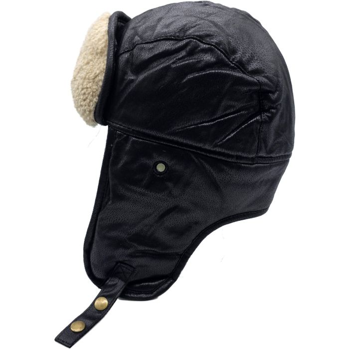 Faux Leather Trapper Hat