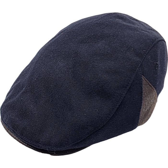 Plain Newsboy Cap with Faux Leather Peak