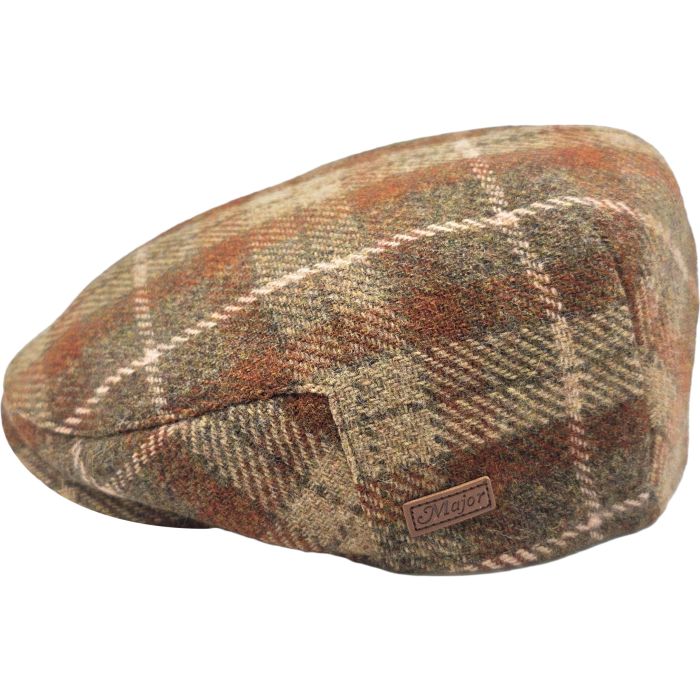 100% Wool Check Tweed Flat Cap