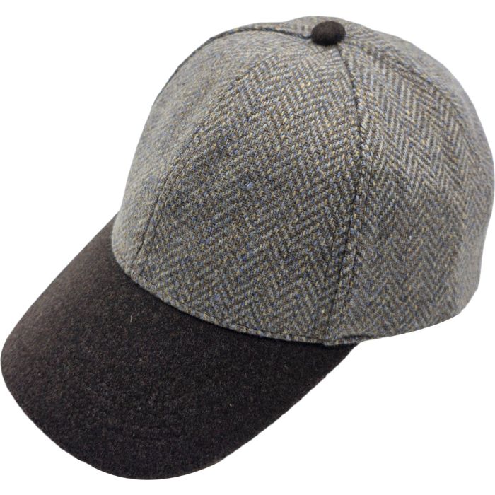 Wool Blend Baseball Cap with Suede Peak