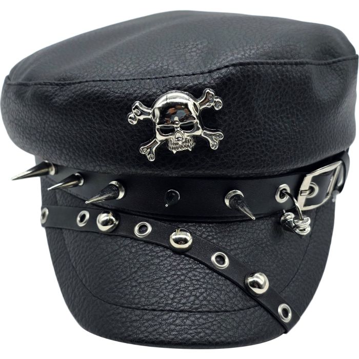 Captain Breton Sailor Cap – Punk Studded Skull Design