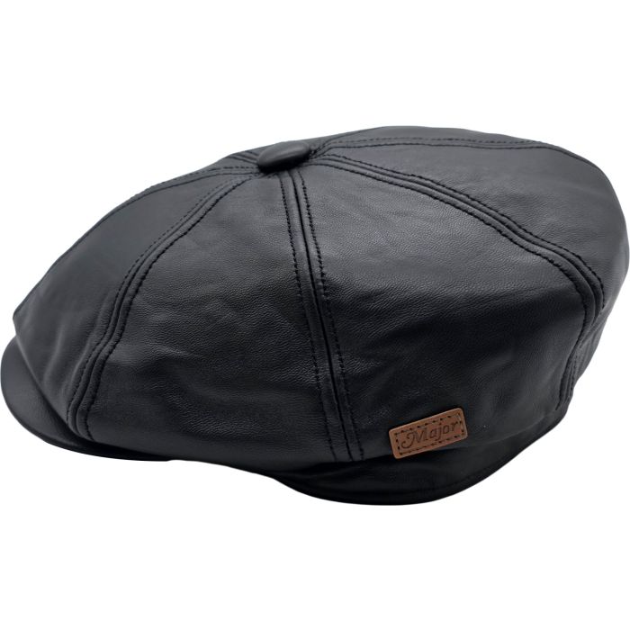 Genuine Leather 8-Panel Newsboy Cap