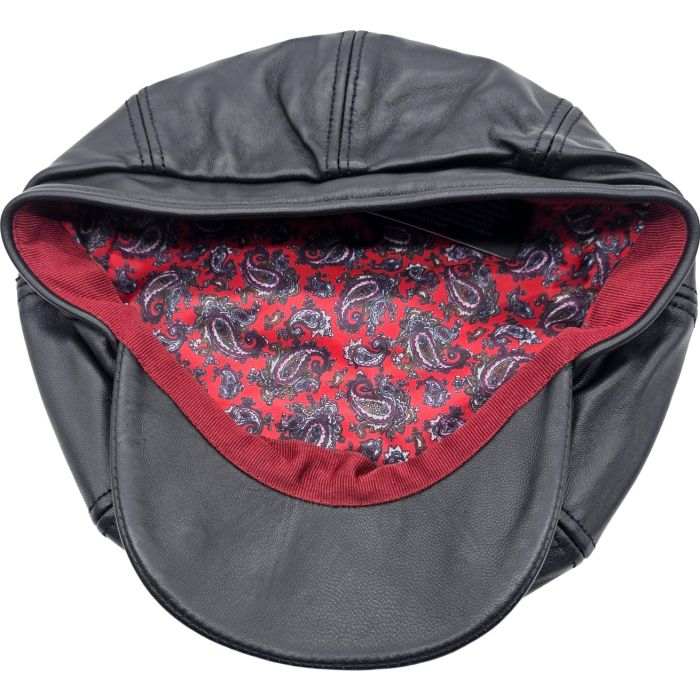 Genuine Leather 8-Panel Newsboy Cap