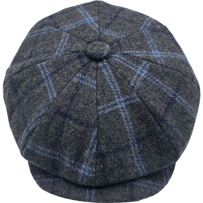 Wool Checked Tweed Newsboy Cap