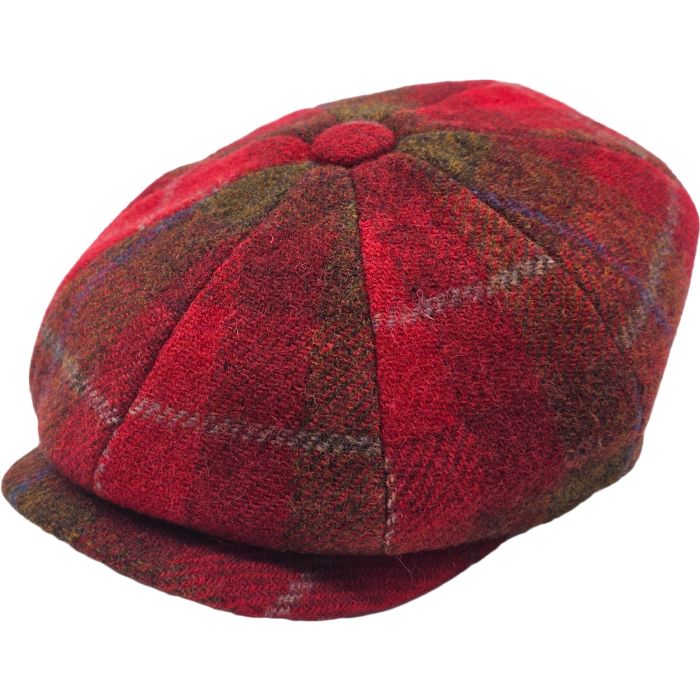 100% Wool Multicolour Check Pattern Newsboy Cap