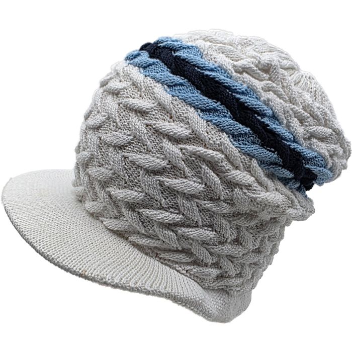 Rasta Knitted Beanie Hat with Peak