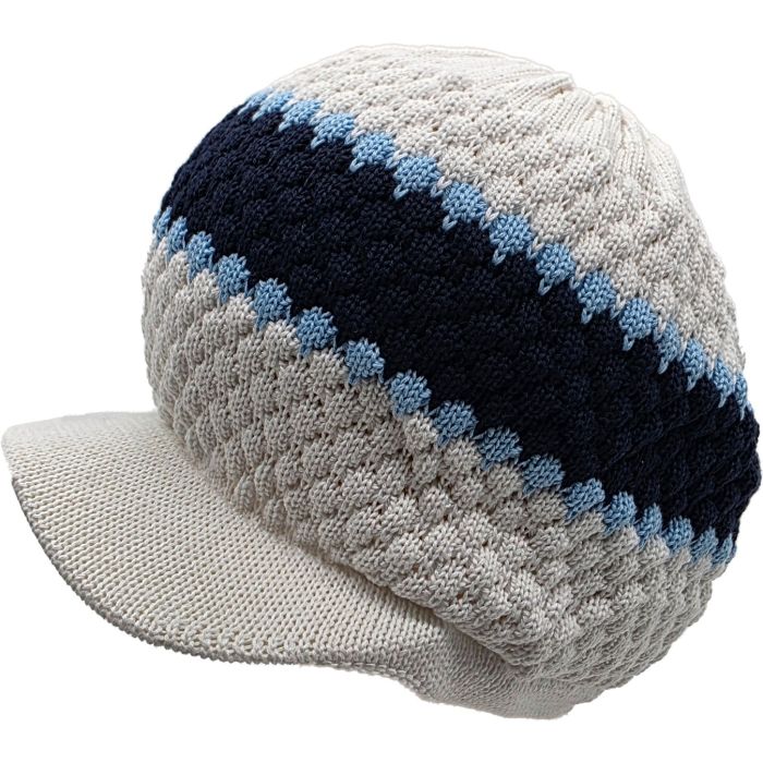 Rasta Knitted Beanie Hat with Peak