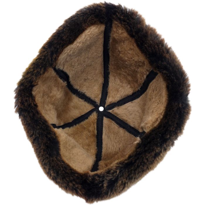 6-Panel Leather Hat with Sheep Fur