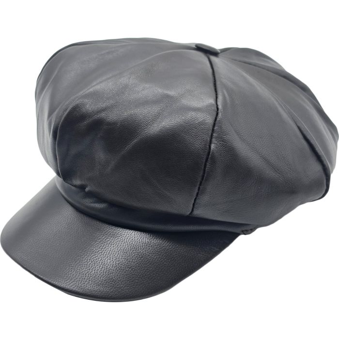 Classic Leather Newsboy Cap