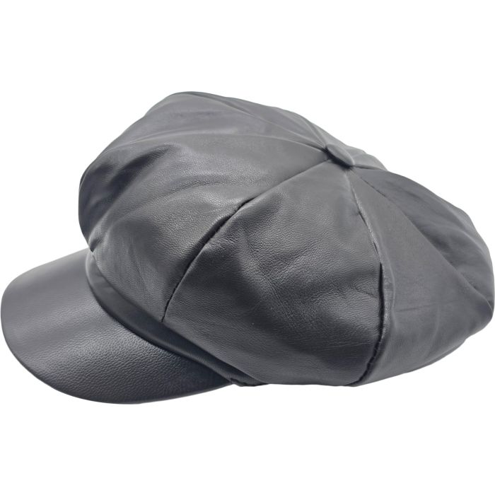 Classic Leather Newsboy Cap