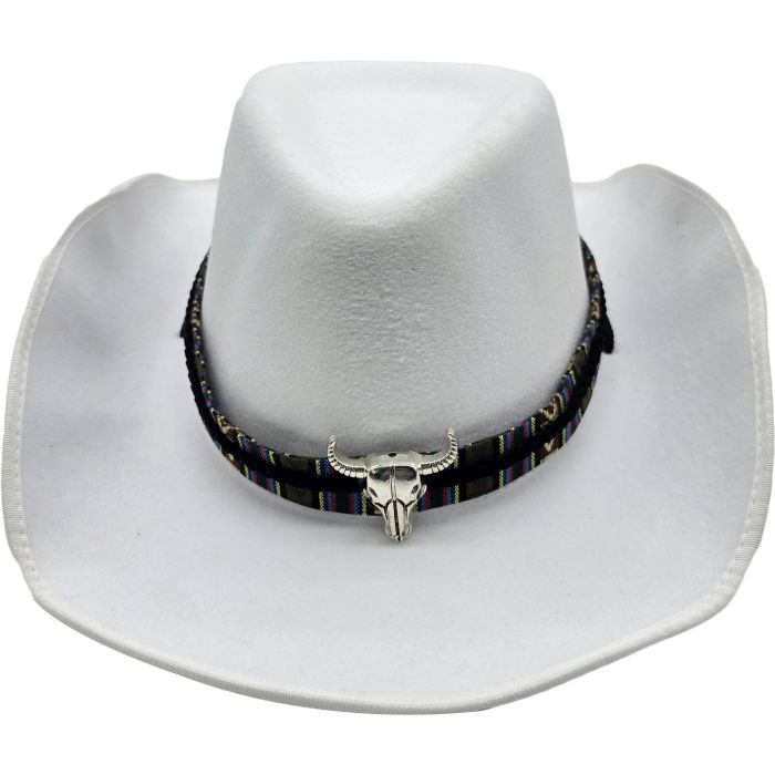 Western Cowboy Hat with Bull Skull Band