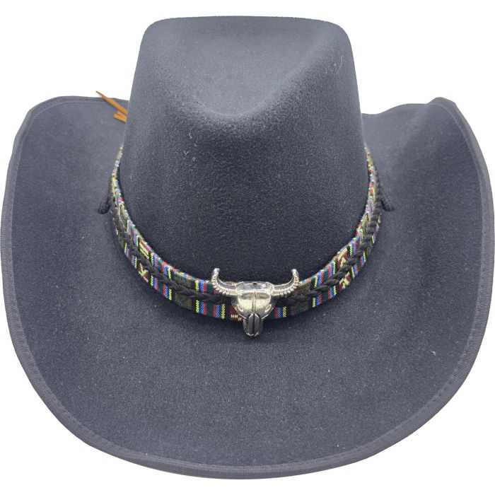 Western Cowboy Hat with Bull Skull Band
