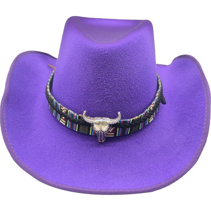 Western Cowboy Hat with Bull Skull Band