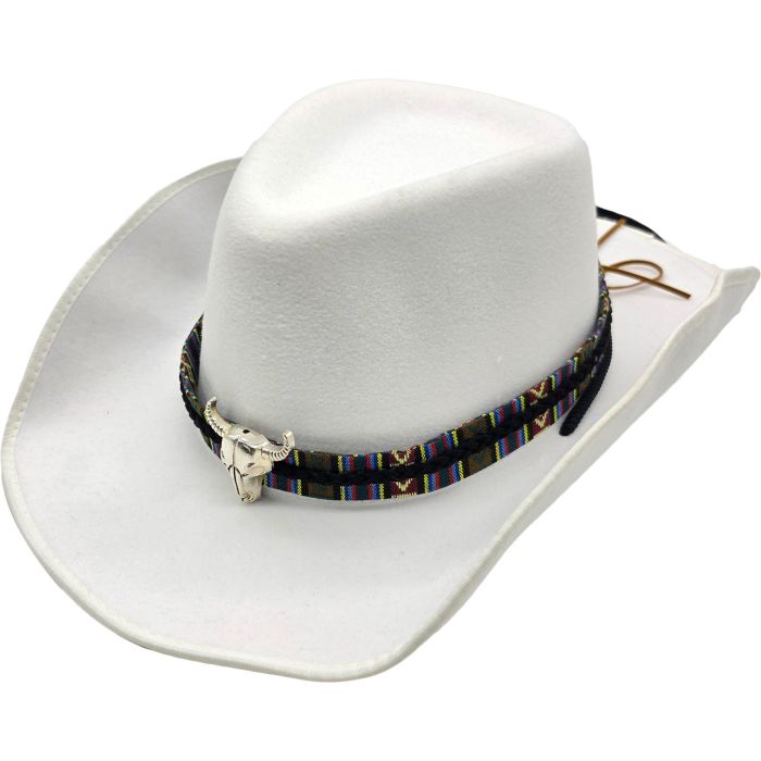 Western Cowboy Hat with Bull Skull Band