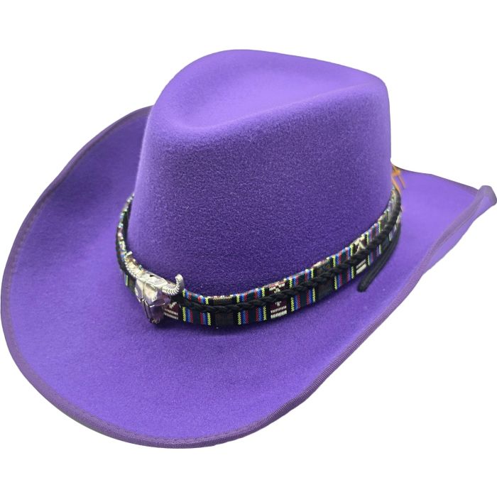 Western Cowboy Hat with Bull Skull Band