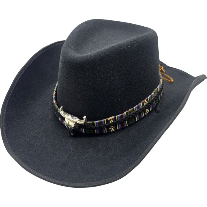 Western Cowboy Hat with Bull Skull Band