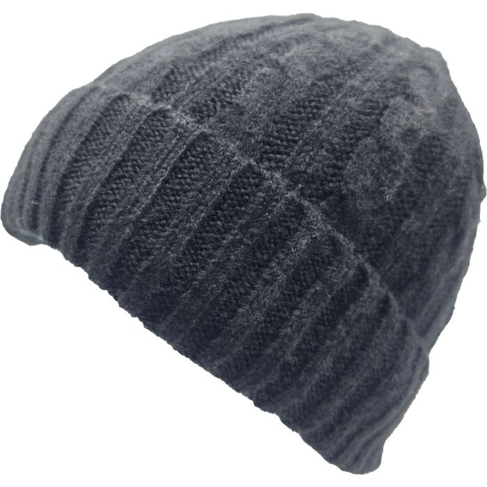Classic Cable Knit Black Beanie