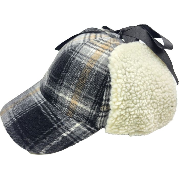 Plaid Winter Cap with Ear Flaps 
