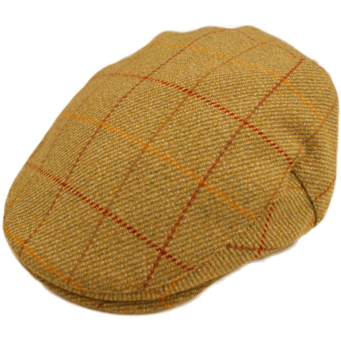 100% Wool Overcheck Twill Tweed Flat Cap