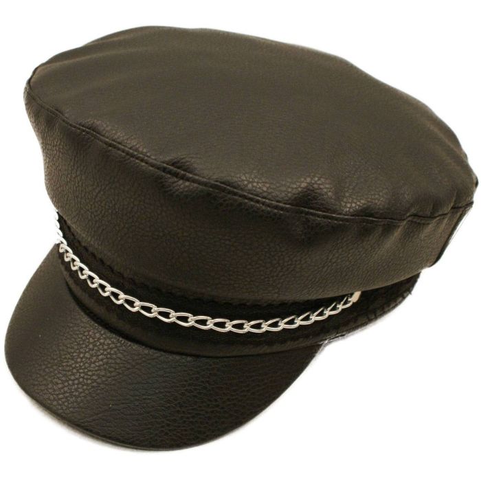 Faux Leather Captain Hat