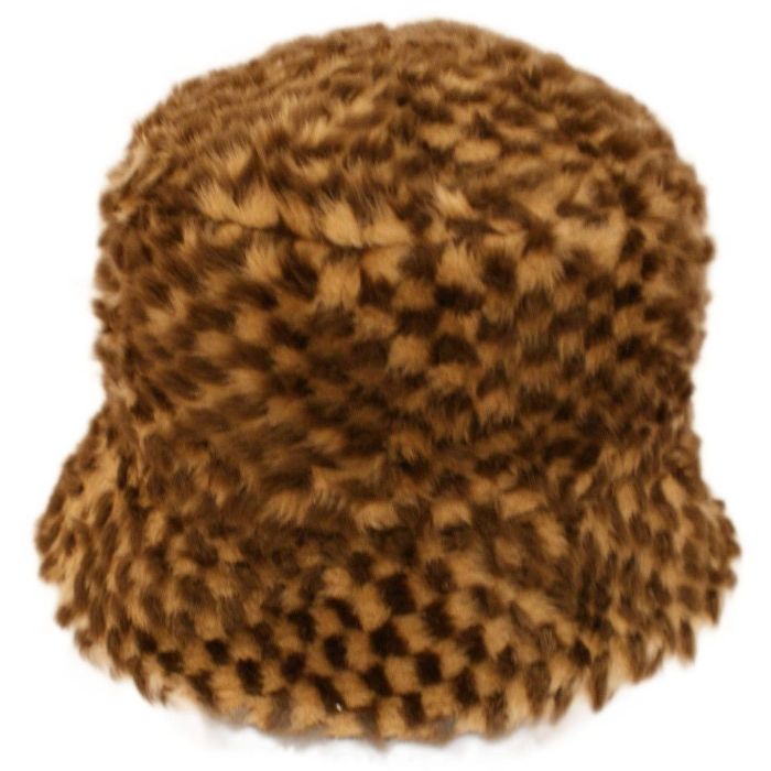 Checkered Faux Fur Hat