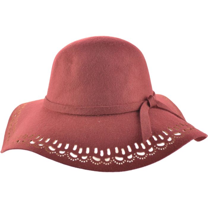 Womens Wide Brim Wool Cloche Hat